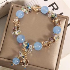 Colored Sea Blue Treasure Natural Stone Crystal Bracelet